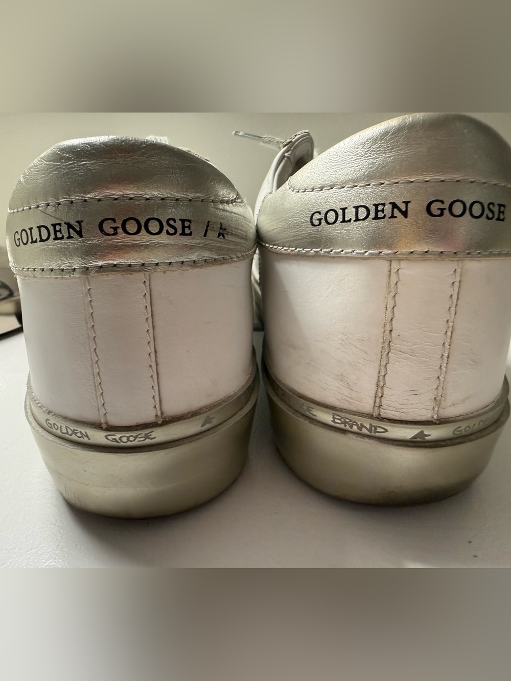 Golden Goose HI STAR White Leather Sneakers with Blush Star and Metallic Heel - Picture 6 of 16